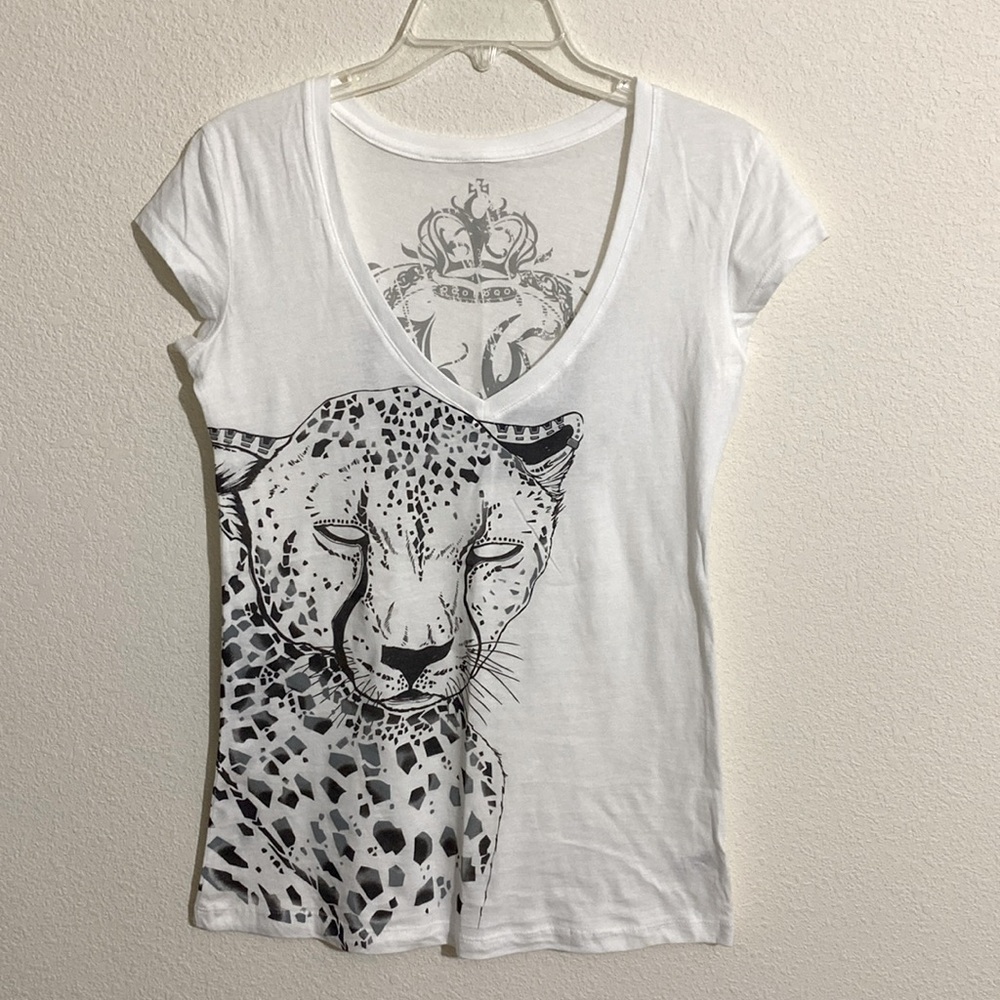 NWOT KEY CLOSET Y2K Streetwear Leopard Print Short Sleeve T-Shirt Women’s Size S